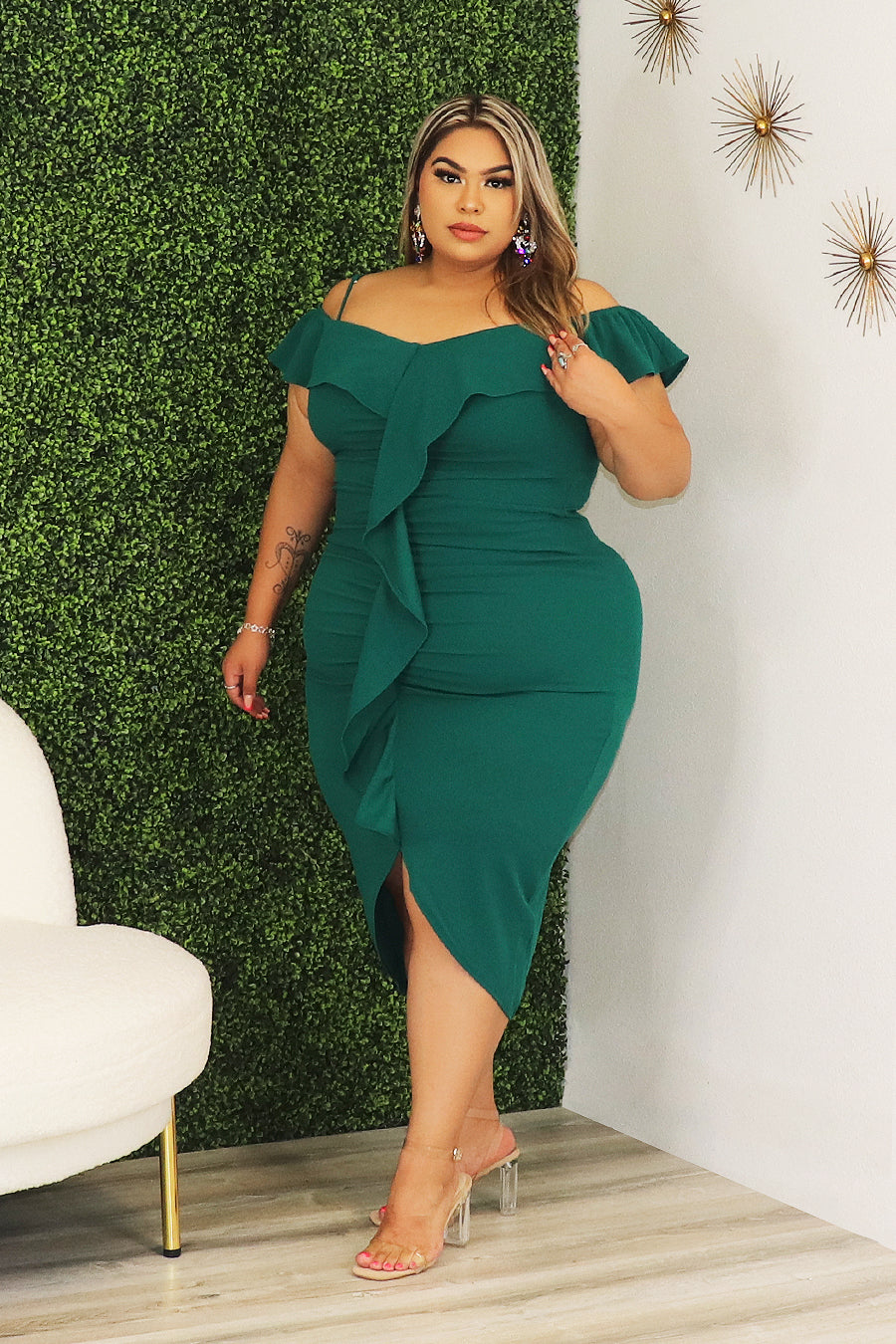 Karely Ruffle Layer Midi Dress Divas Plus