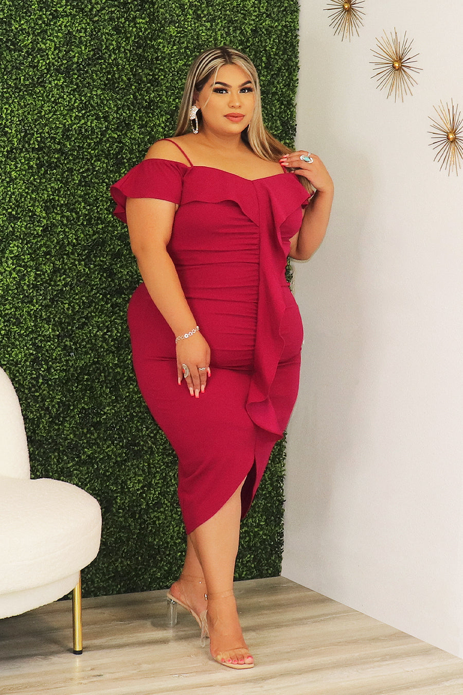 Karely Ruffle Layer Midi Dress Divas Plus