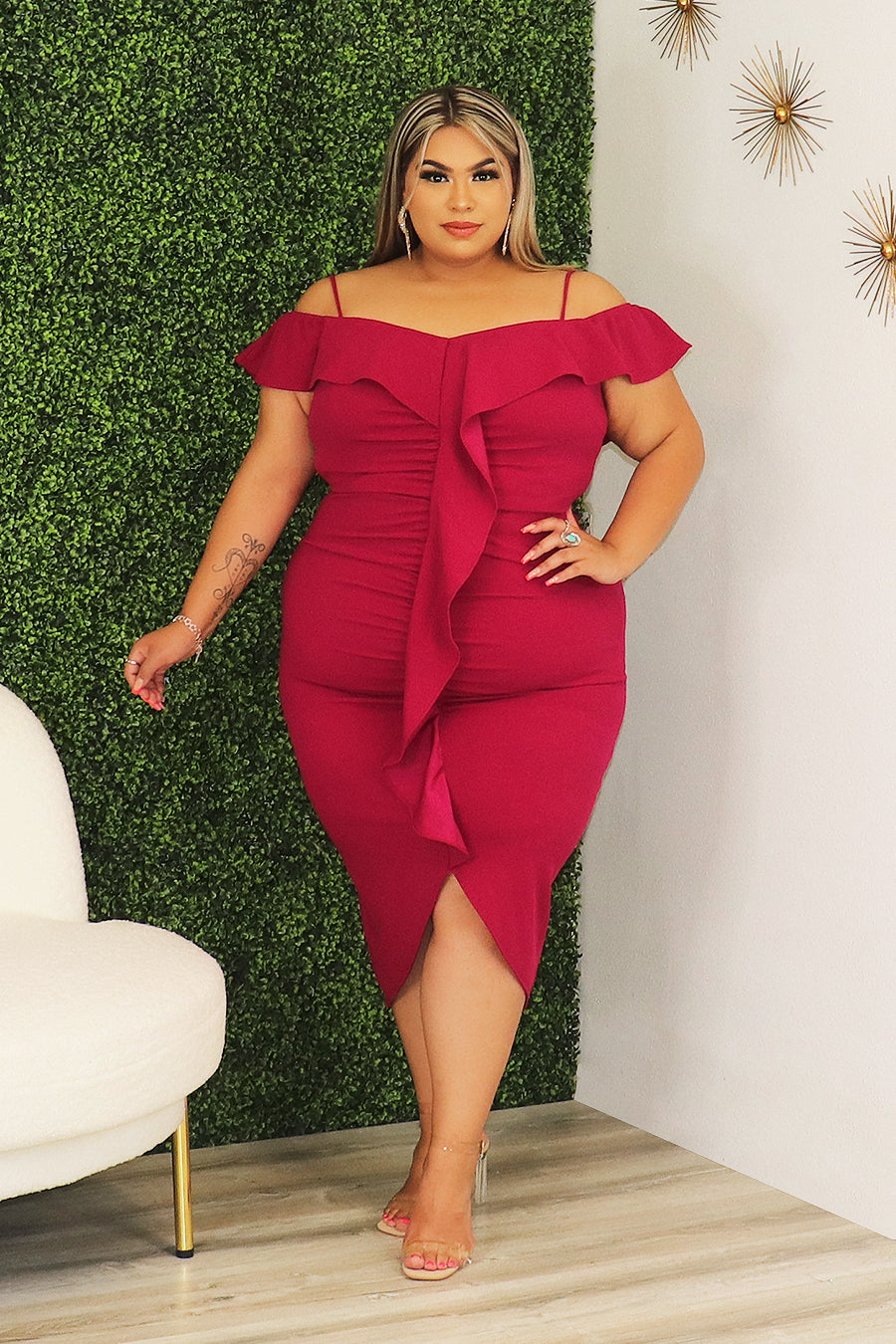 Karely Ruffle Layer Midi Dress Divas Plus