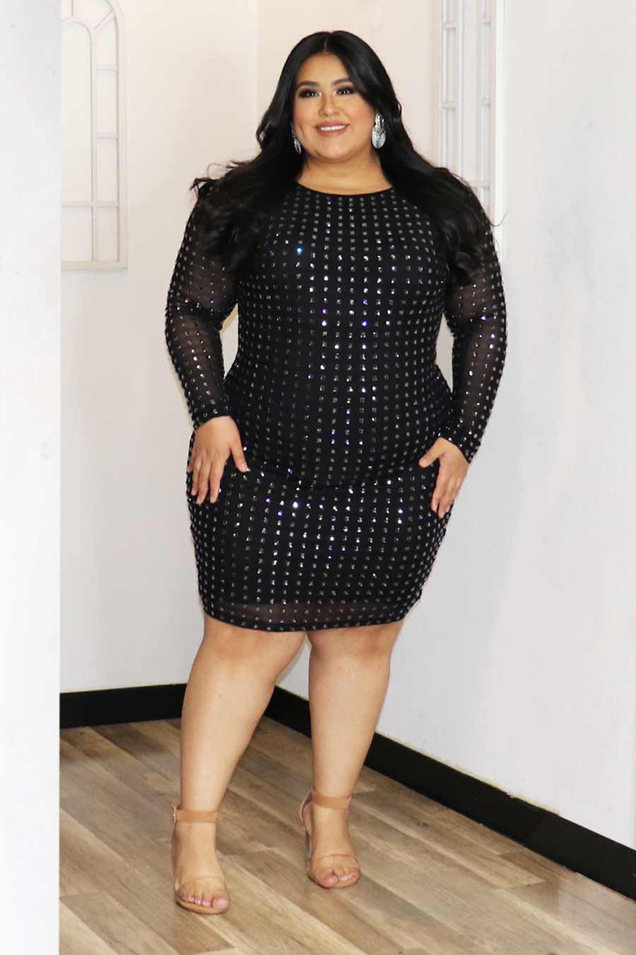 Ursula Ombre Rhinestone Mini Dress Divas Plus