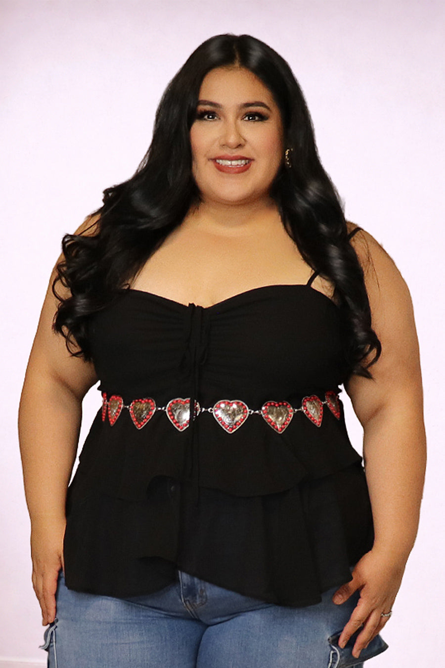 Plus Size Sheer Peplum Top Heart Detail | Divas Fashion Boutique