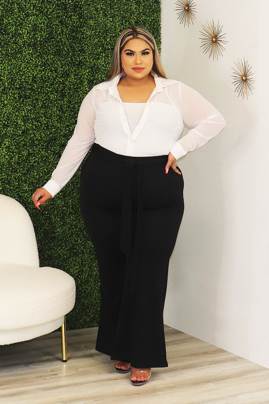 Leila Mesh Long Sleeve Top Divas Plus