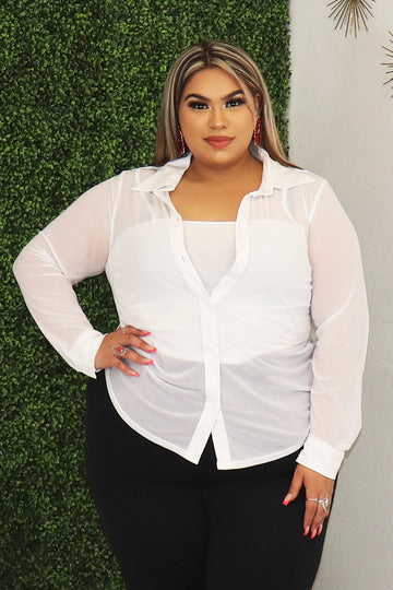 Leila Mesh Long Sleeve Top Divas Plus