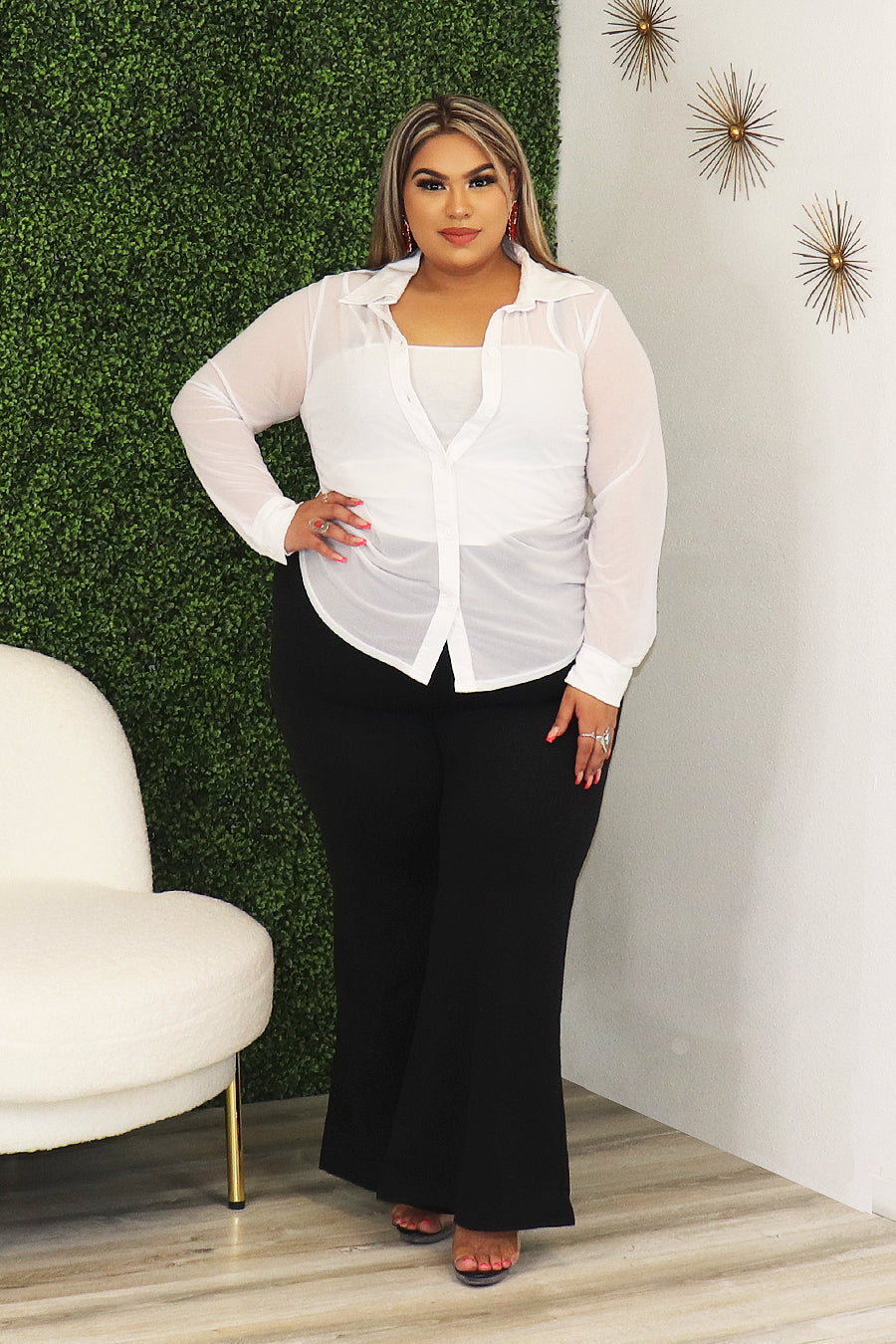 Leila Mesh Long Sleeve Top Divas Plus