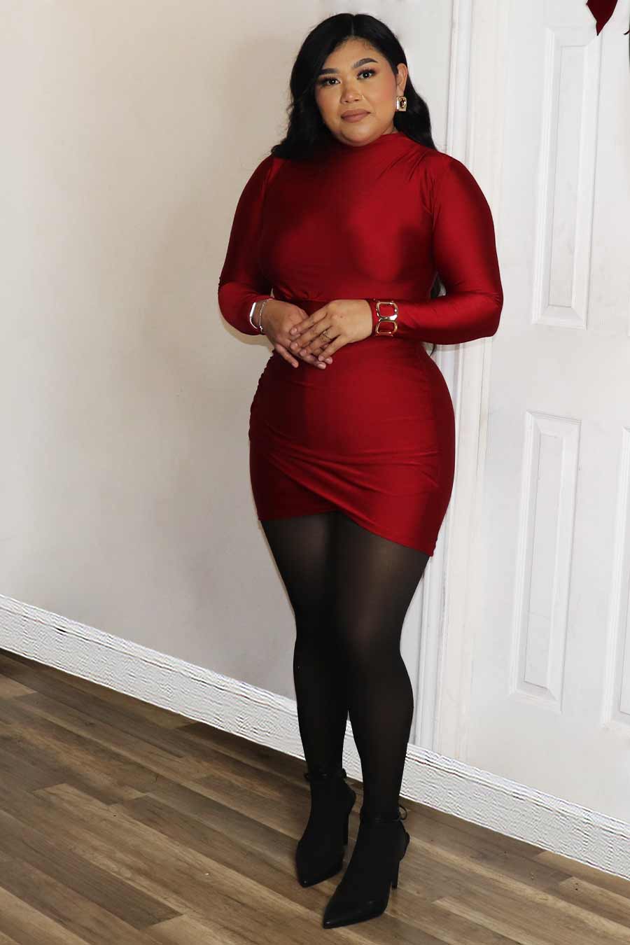 Amarine Long Sleeve Mini Dress Divas Plus Boutique