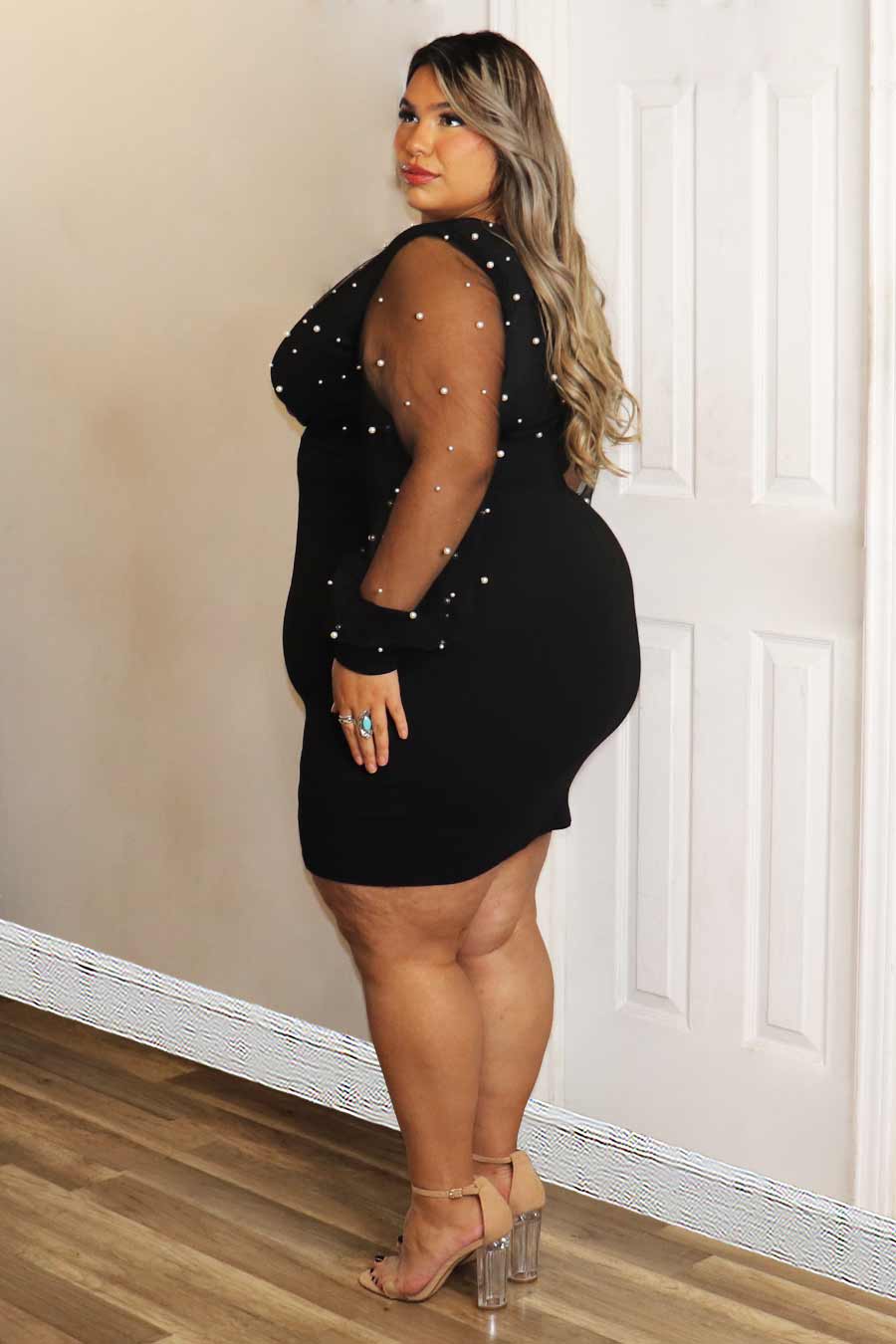 Tiana Pearls Long Sleeve Dress Divas Plus Boutique