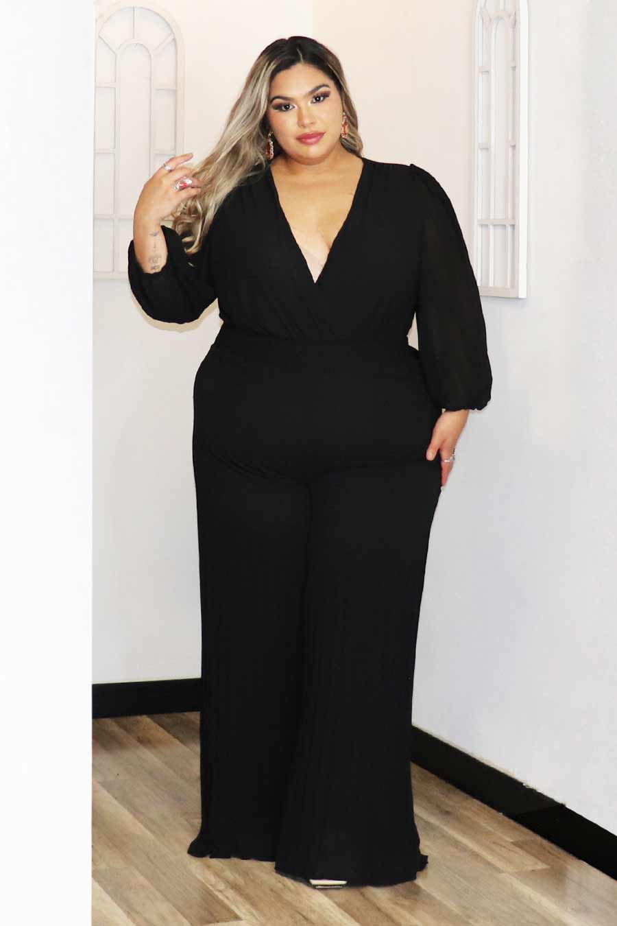 Renata Pleated Jumpsuit Divas Plus Boutique