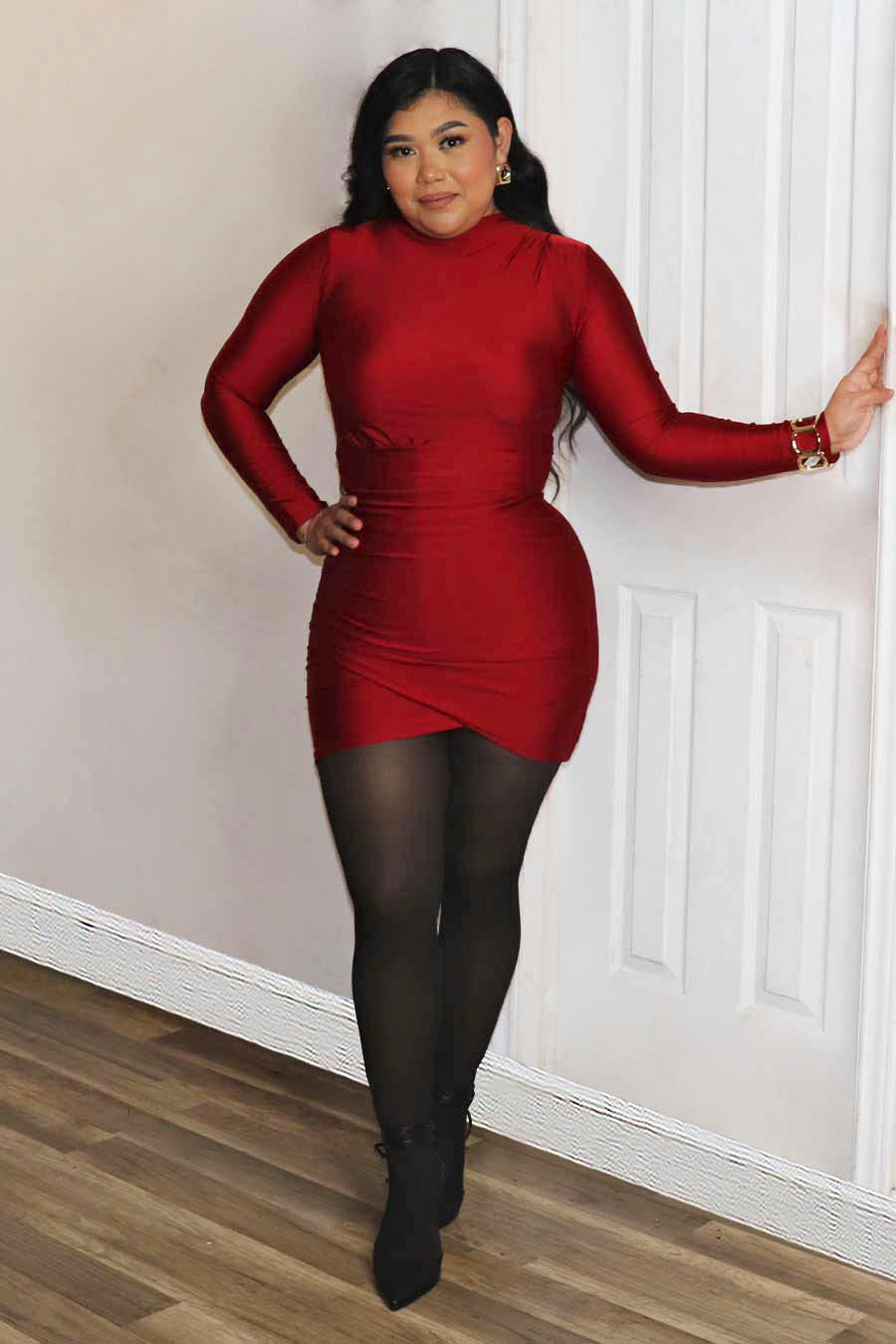 Amarine Long Sleeve Mini Dress Divas Plus Boutique