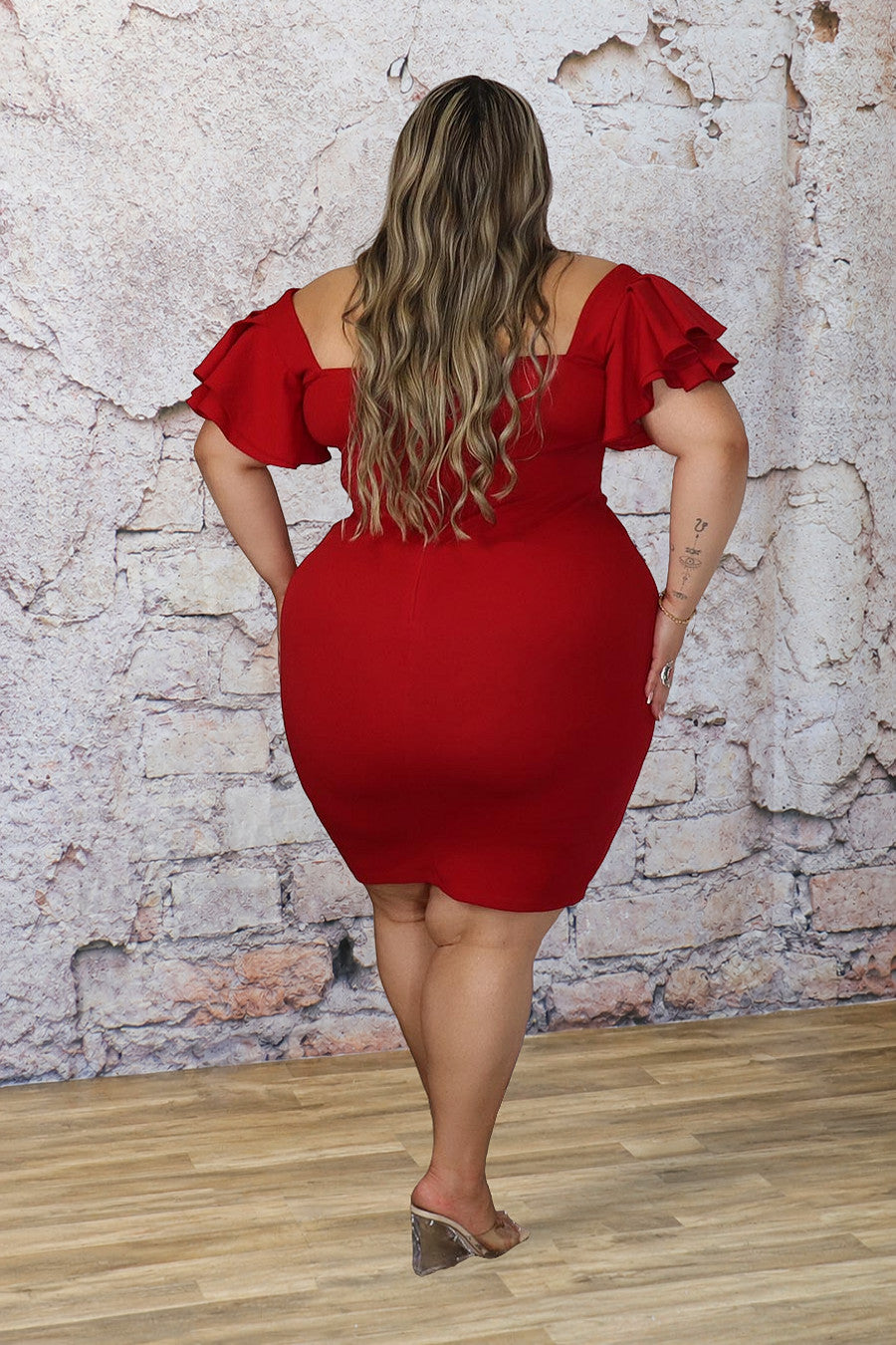 Plus Size Off-Shoulder Ruffle Bodycon Dress | Divas Fashion Boutique