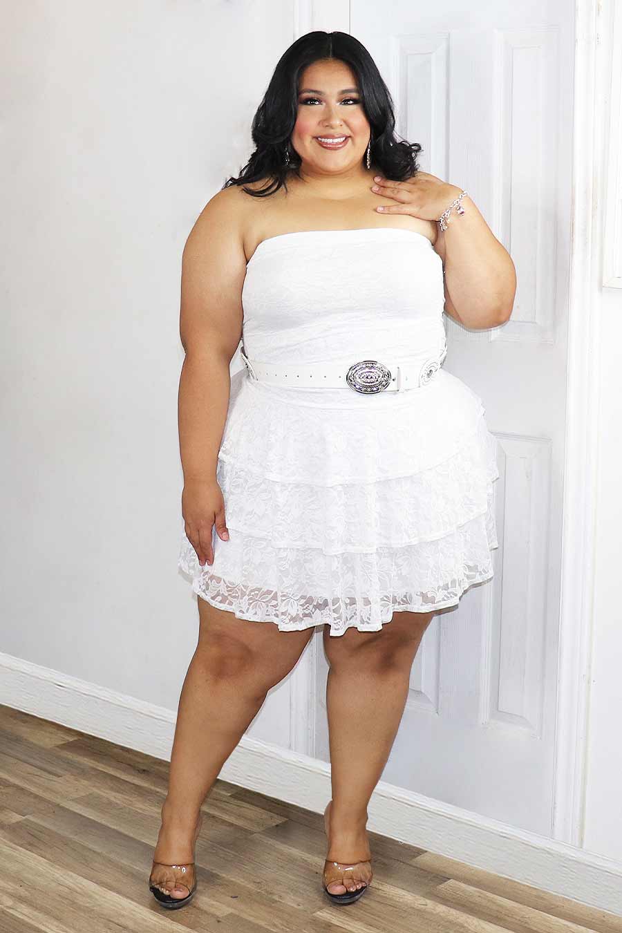 Lucero Strapless Lace Dress Divas Plus Boutique