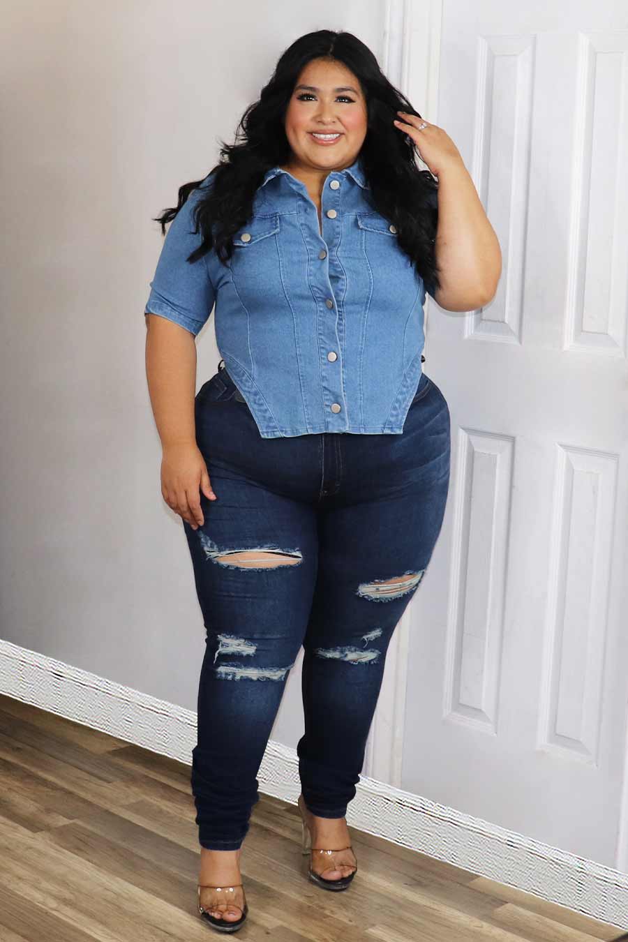 Evany Denim Top Divas Plus
