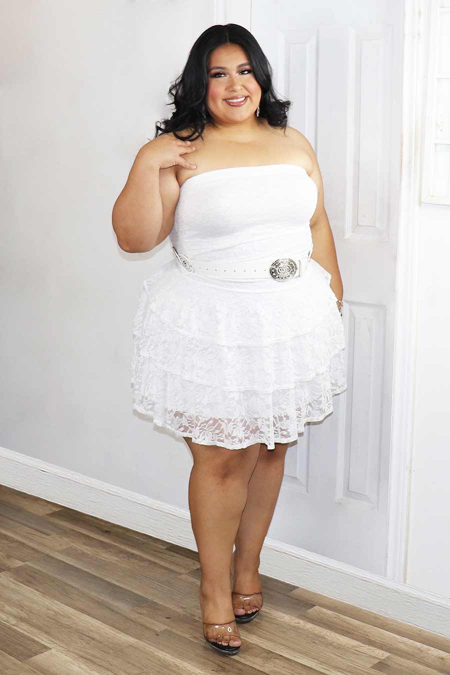 Lucero Strapless Lace Dress Divas Plus Boutique