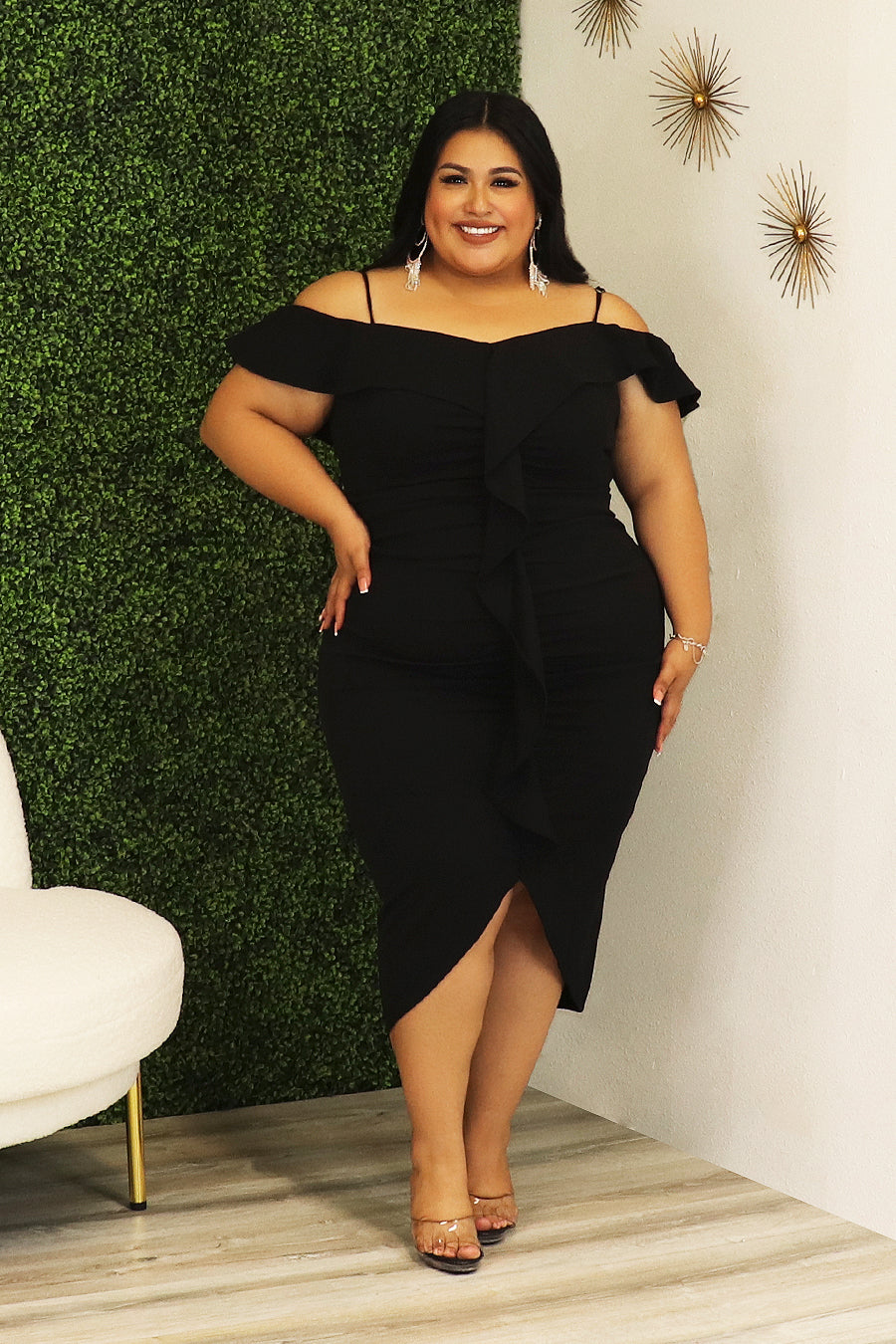 Karely Ruffle Layer Midi Dress Divas Plus