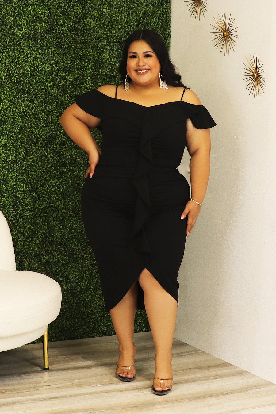 Karely Ruffle Layer Midi Dress Divas Plus