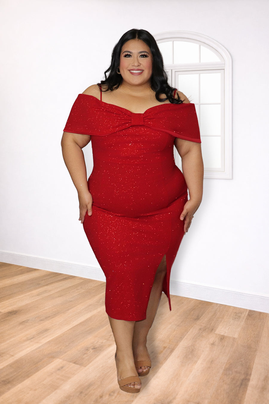 Plus Size Sparkle Midi Dress – Starlight Noir | Divas Fashion Boutique