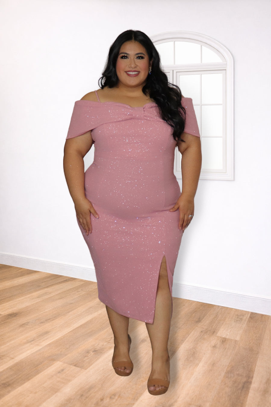 Plus Size Sparkle Midi Dress – Starlight Noir | Divas Fashion Boutique