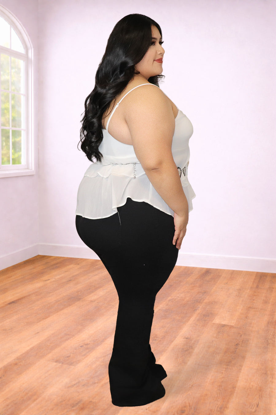 Plus Size Sheer Peplum Top Heart Detail | Divas Fashion Boutique