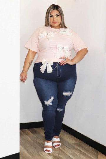 Giorgia 3D Bow and Pearl Top Divas Plus