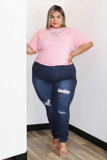 Angeline Rhinestone Butterfly  Top Divas Boutique