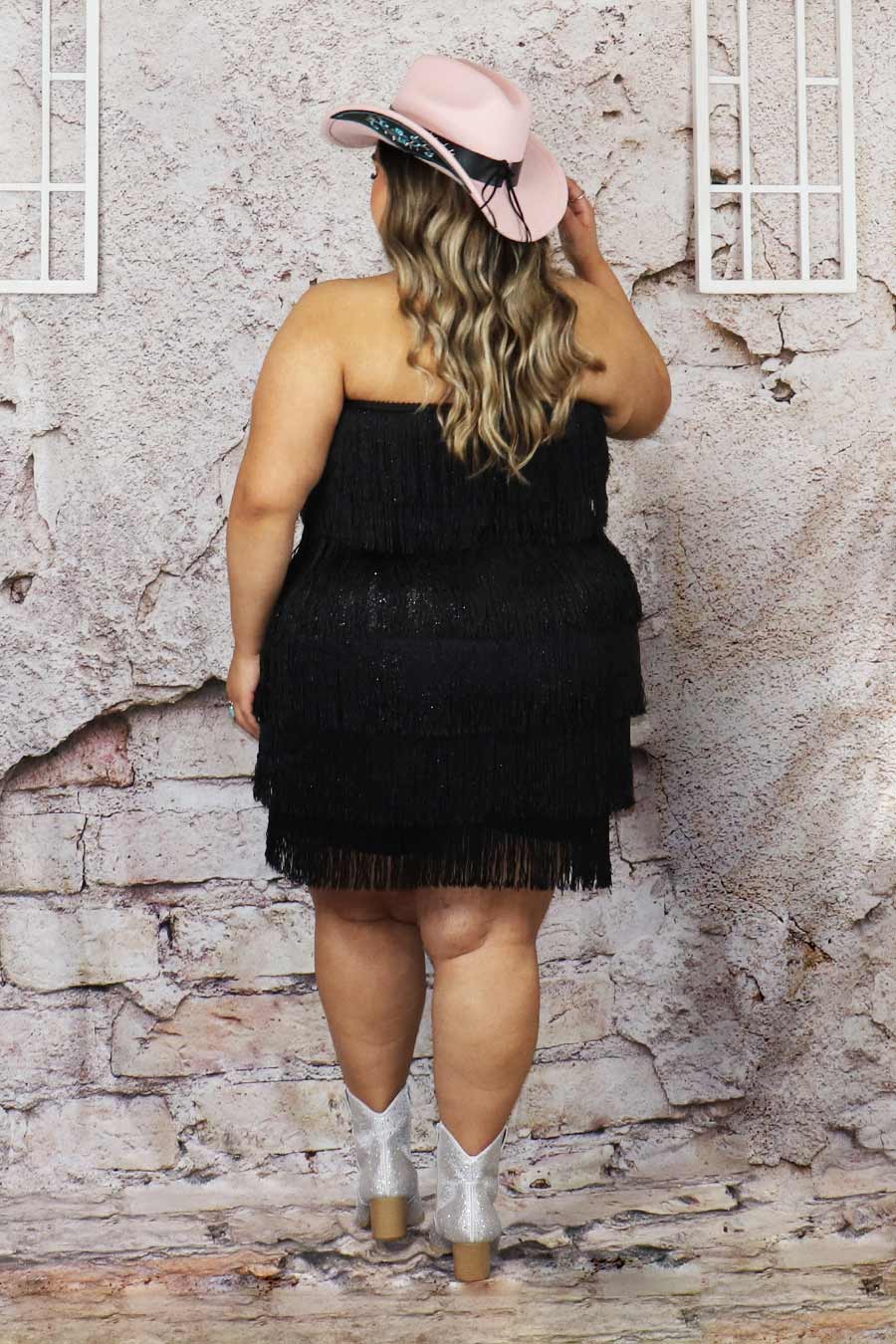Zazilu Fringe Strapless Dress Divas Plus Boutique