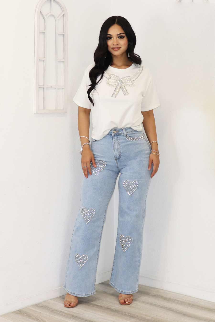Nikki Pearl Ribbon Shirt Top Divas Boutique