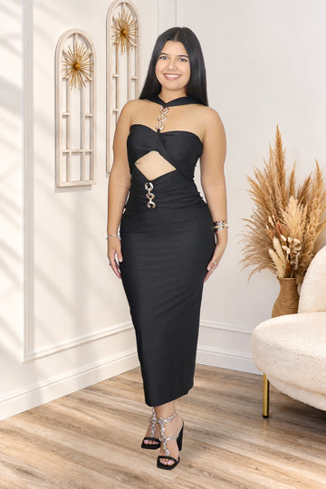 Valentina Plus Size Cutout Midi Dress | Divas Fashion Boutique