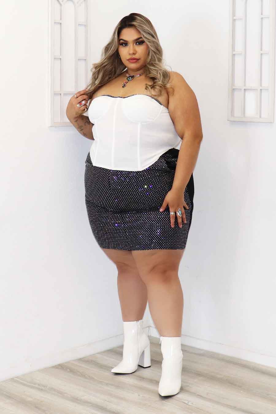 Romy Rhinestone Skirt Divas Plus