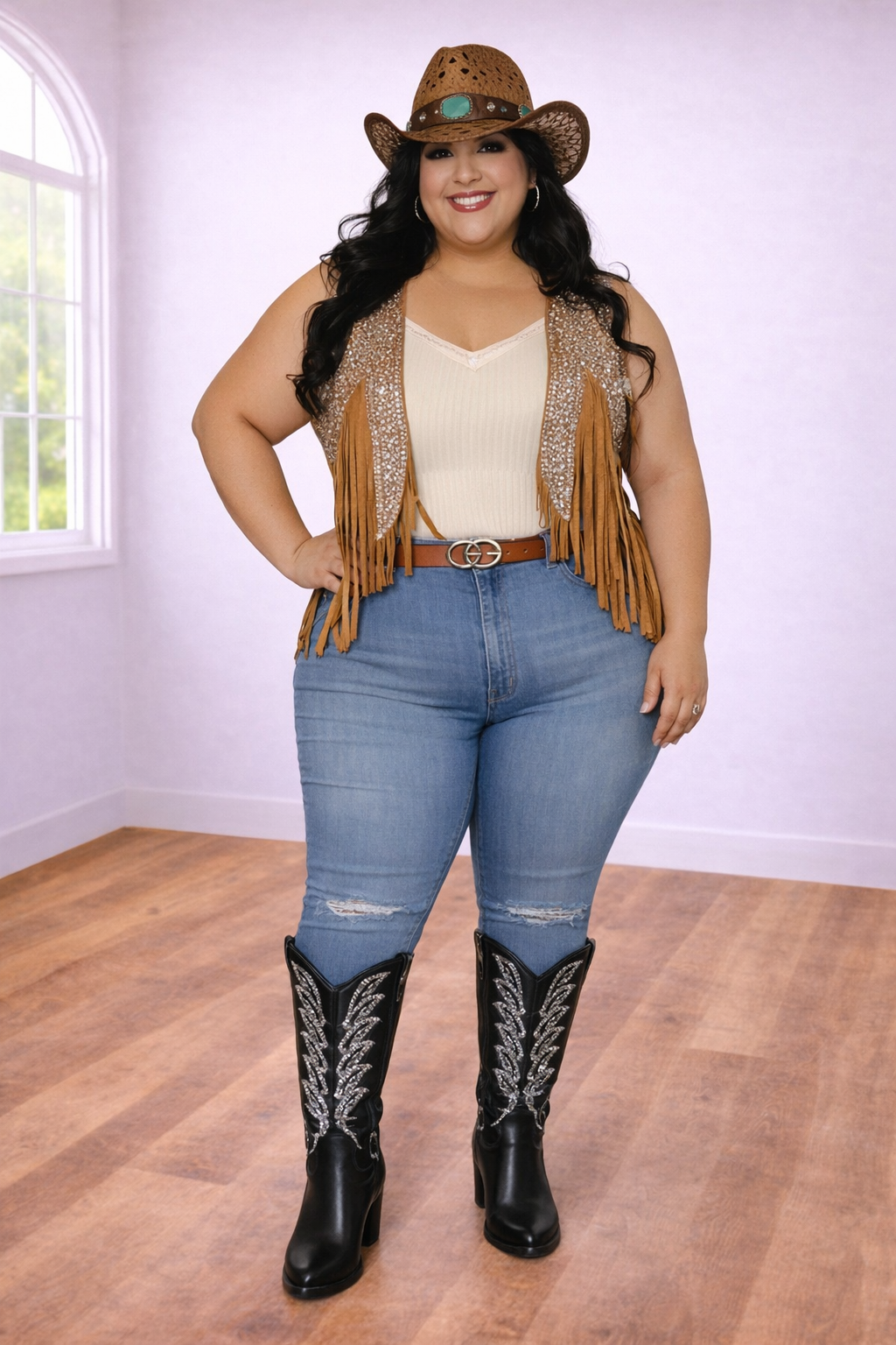 Plus Size Fringe Sequin Western Vest | Divas Fashion Boutique