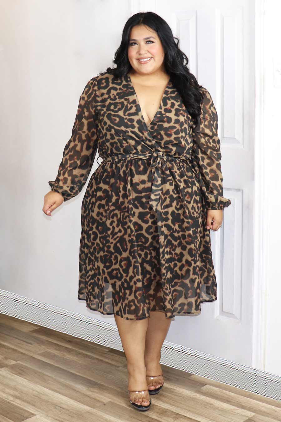 Tati's Cheetah Print Long Sleeve Dress Divas Plus Boutique