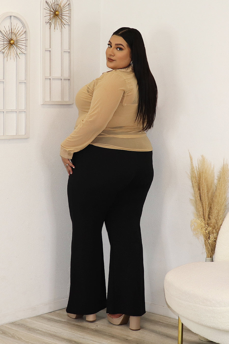 Leila Mesh Long Sleeve Top Divas Plus