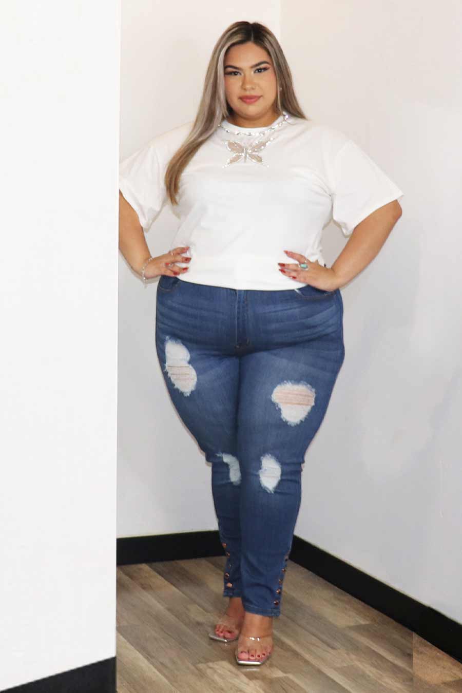 Angeline Rhinestone Butterfly  Top Divas Boutique