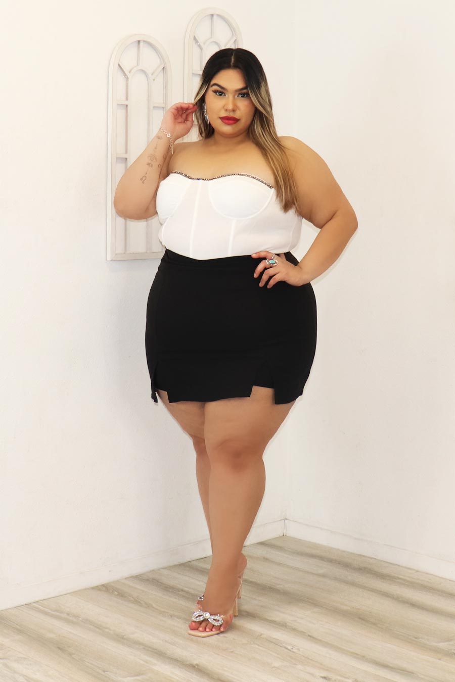 Nydia Corset With Rhinestone Trim Divas Plus