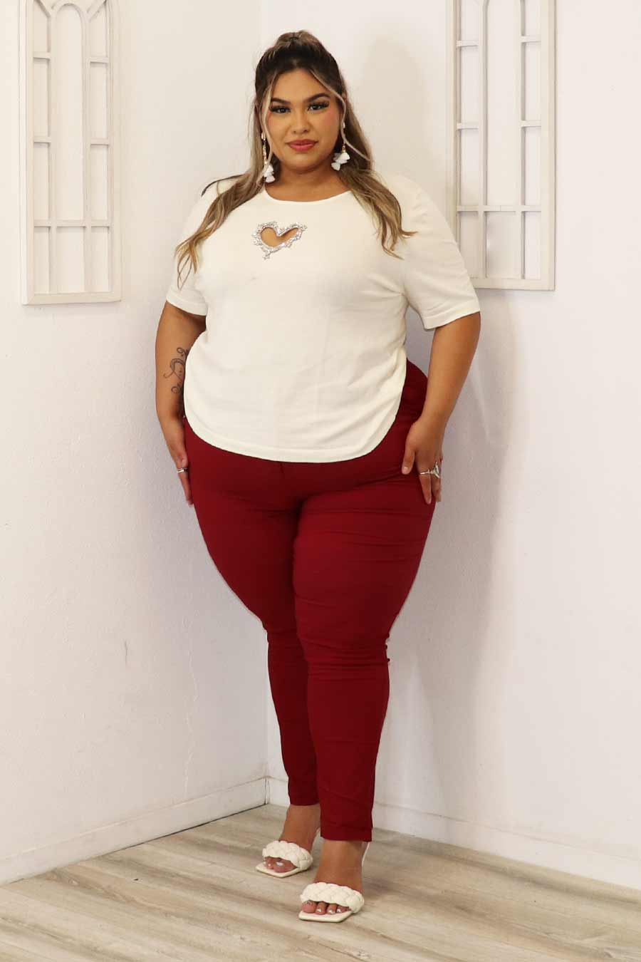 Cecile Heart Cut Out Kint Top Divas Plus Boutique