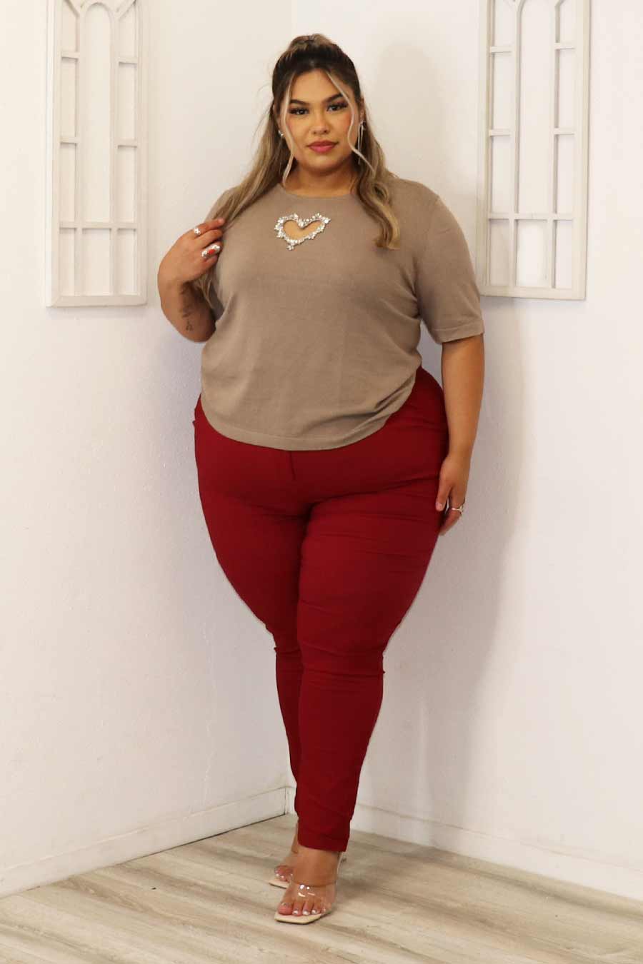 Cecile Heart Cut Out Kint Top Divas Plus Boutique