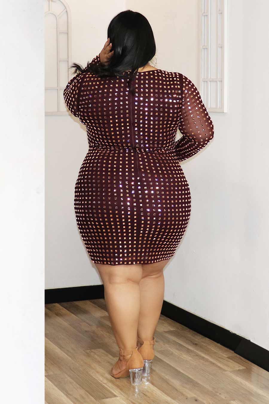 Ursula Ombre Rhinestone Mini Dress Divas Plus