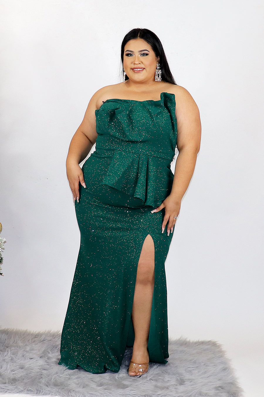 Taras Glitter Pleated Gala dress Divas Plus