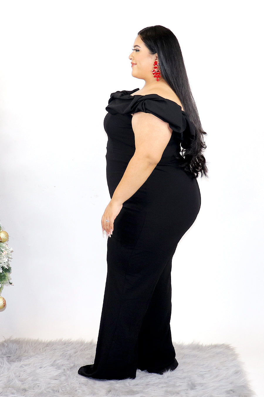 Laney's Ruffle off the shoulder Jumpsuit Divas Plus