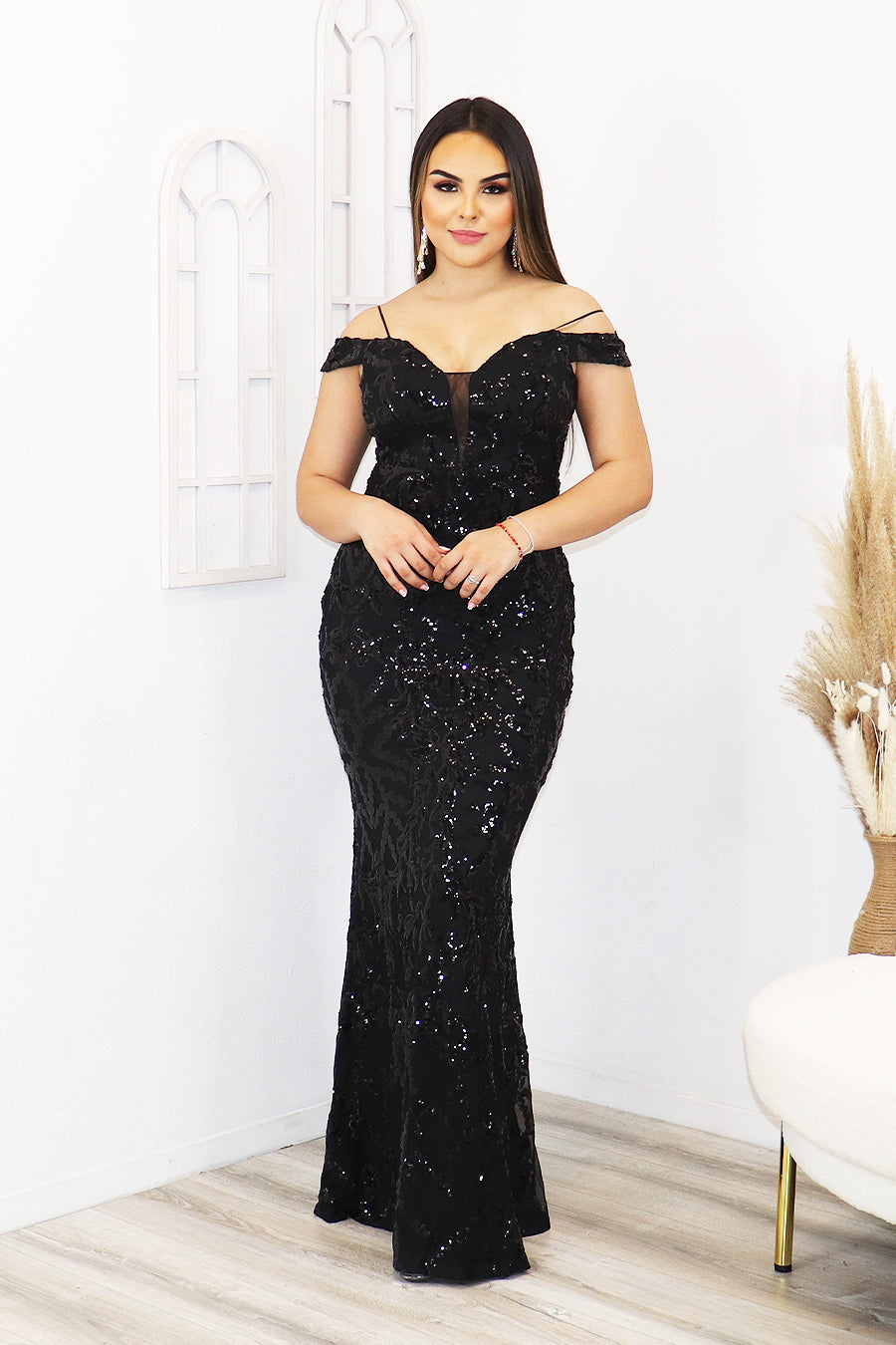 Zuri off the Shoulder Mermaid Sequins Dress Divas