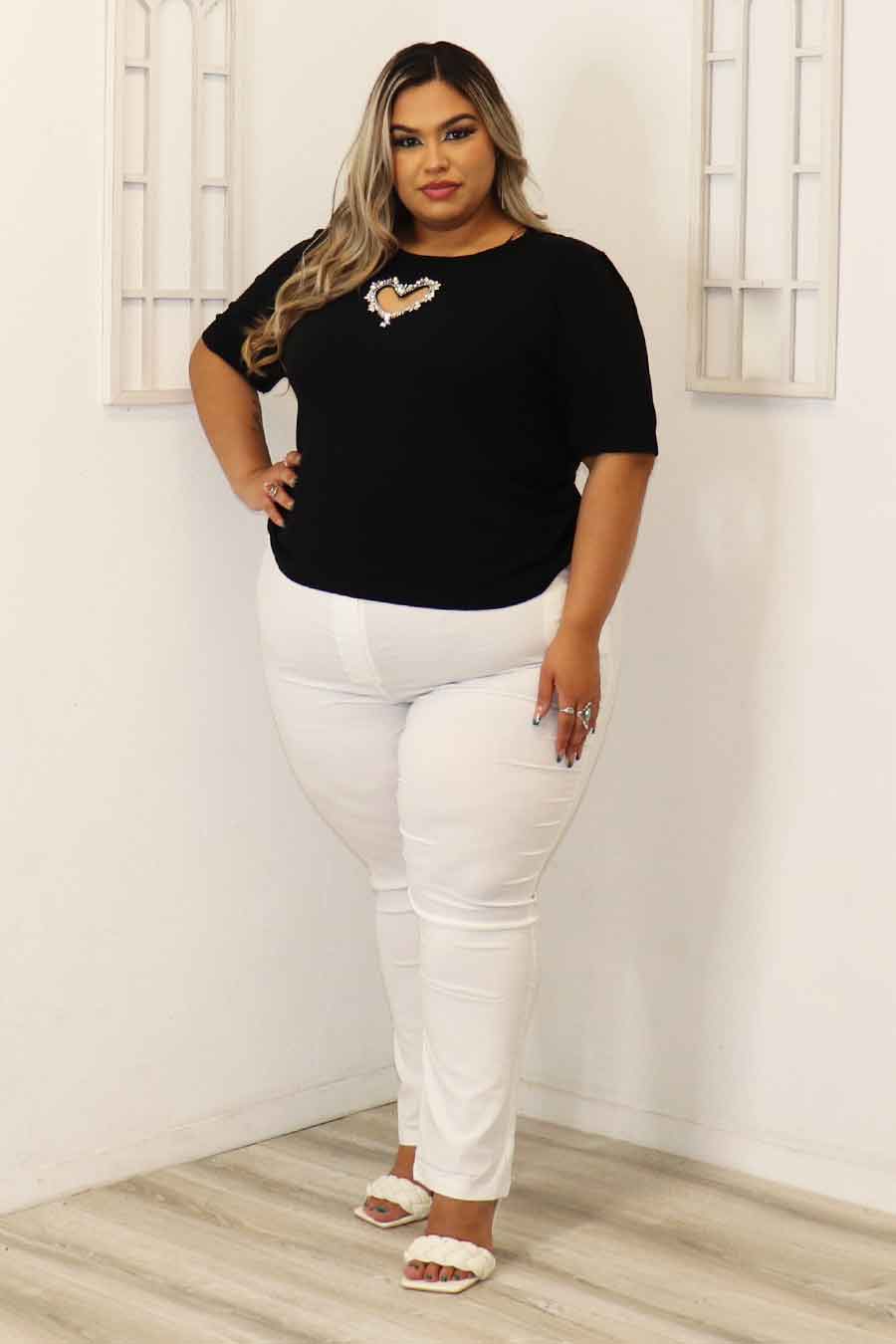 Cecile Heart Cut Out Kint Top Divas Plus Boutique