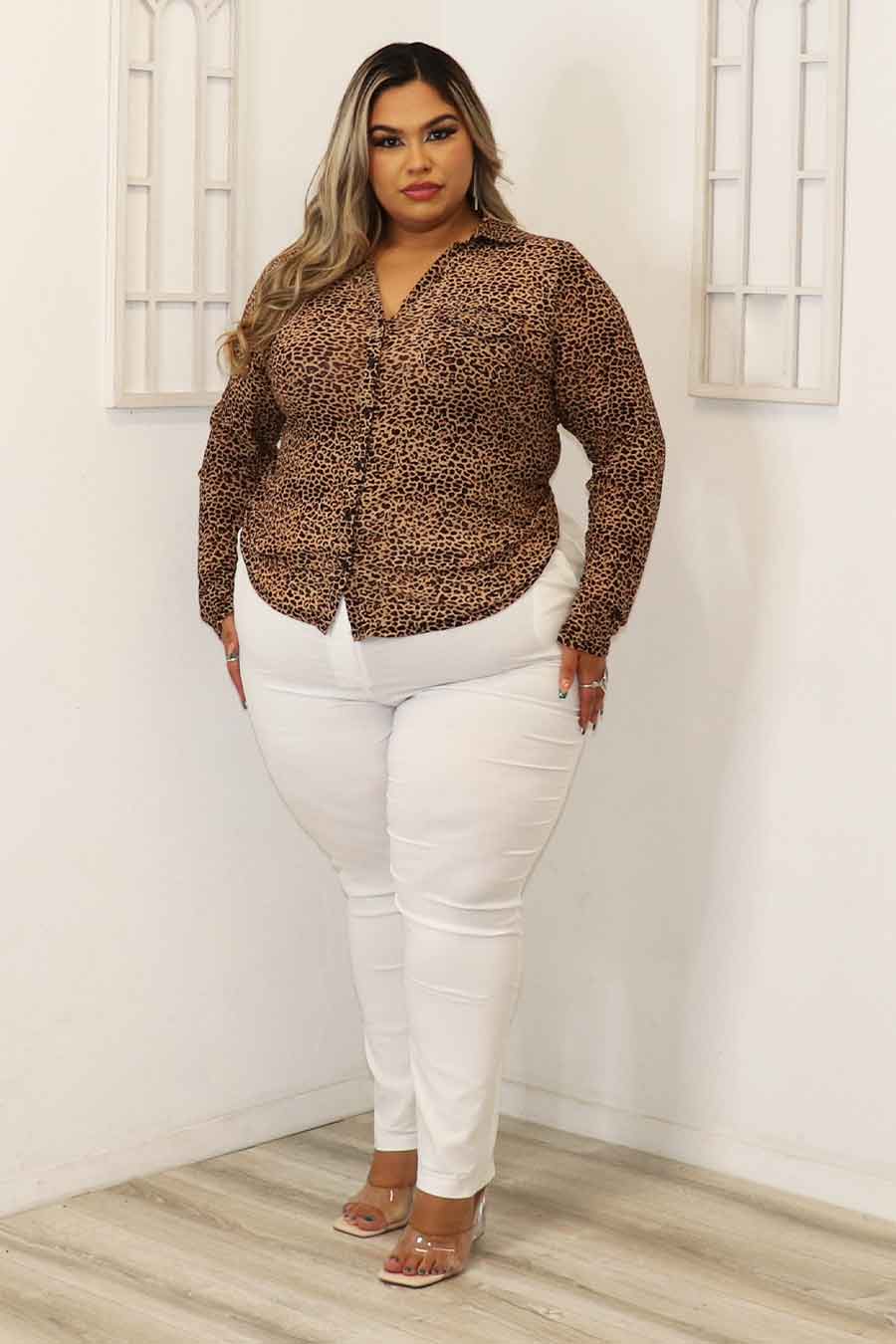 Clio Cheetah Print Blouse Divas Plus Boutique