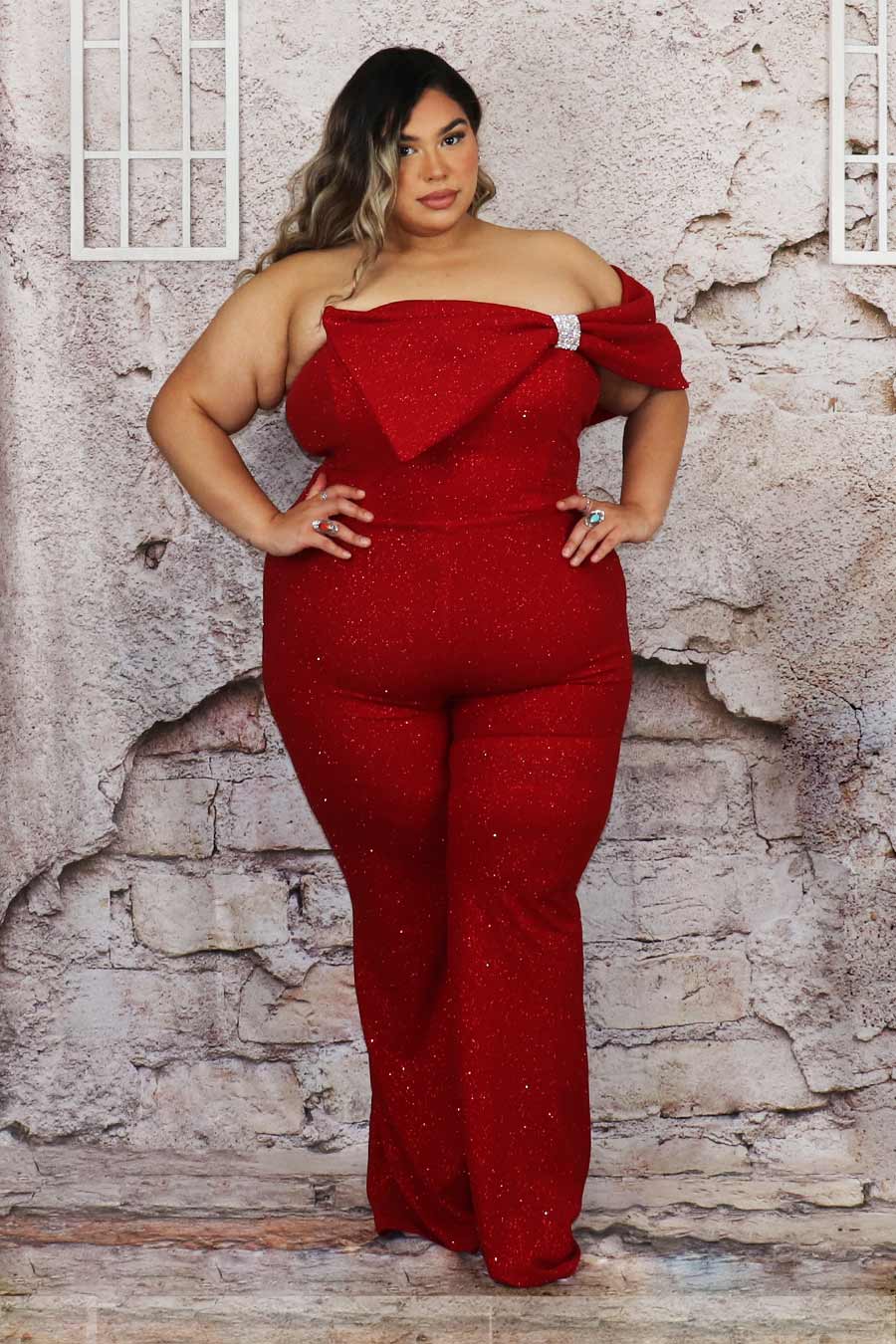 Tania Glittery Jumpsuit Divas Plus Boutique