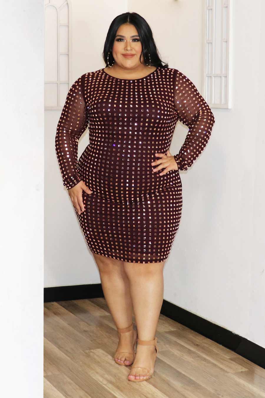 Ursula Ombre Rhinestone Mini Dress Divas Plus