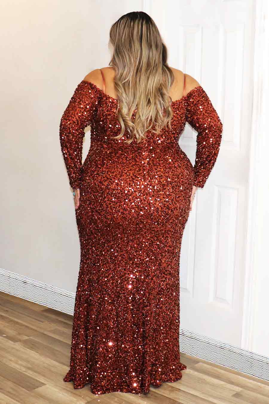 Nelsie Sequence Long Sleeve Dress Divas Plus Boutique