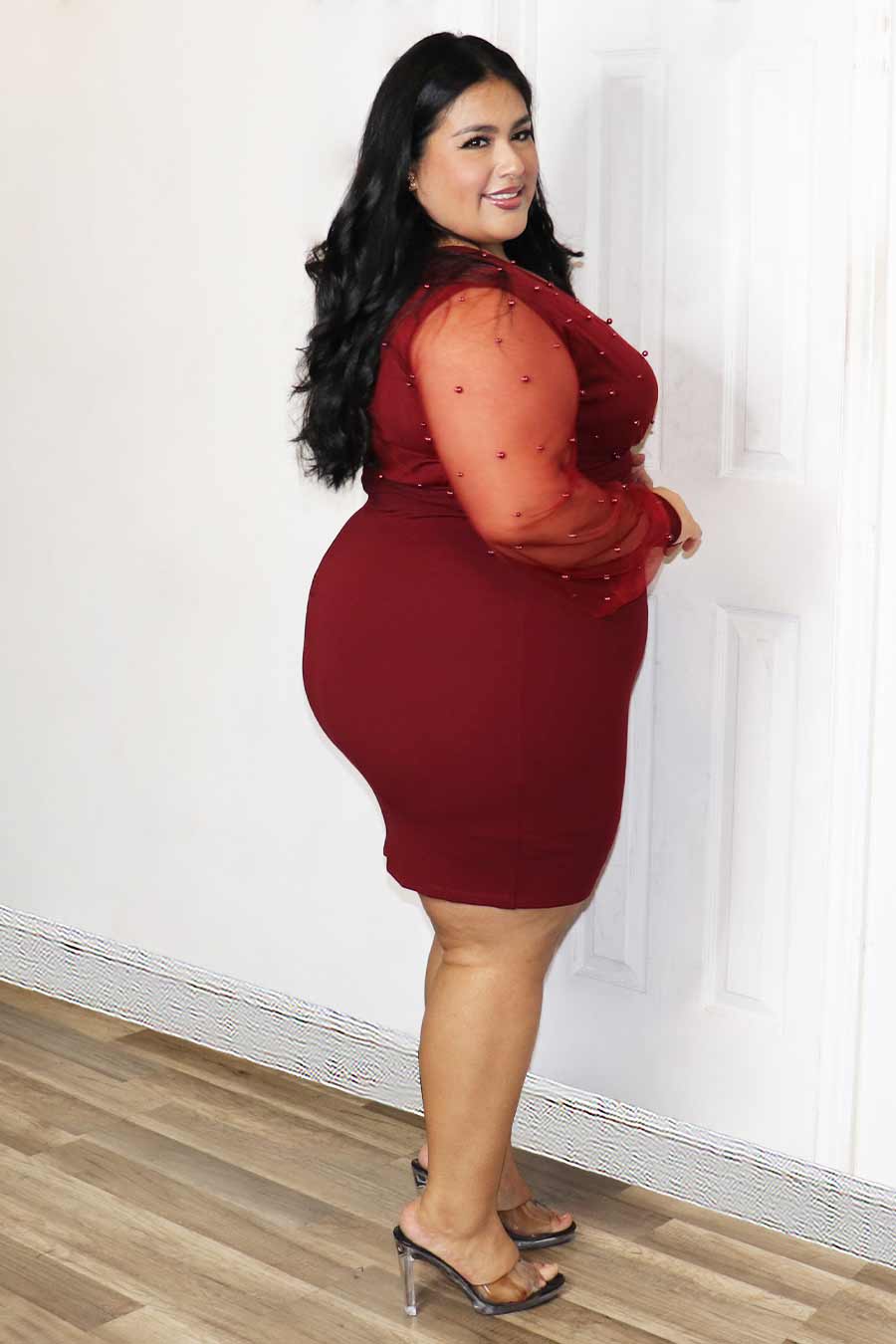 Tiana Pearls Long Sleeve Dress Divas Plus Boutique