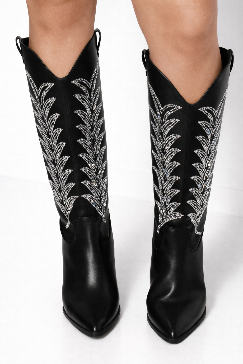 Black Western Boots with Rhinestone