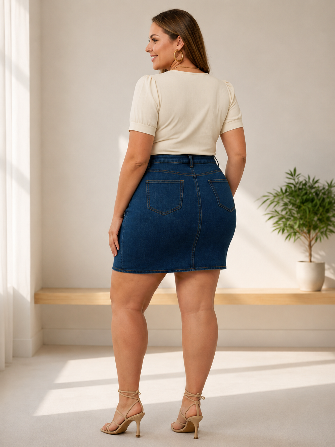 High Rise Denim Mini Skirt