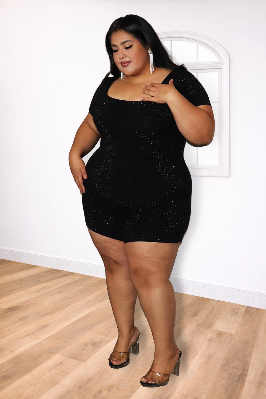 Plus Size Sparkle Mini Dress – Midnight Glow | Divas Fashion Boutique