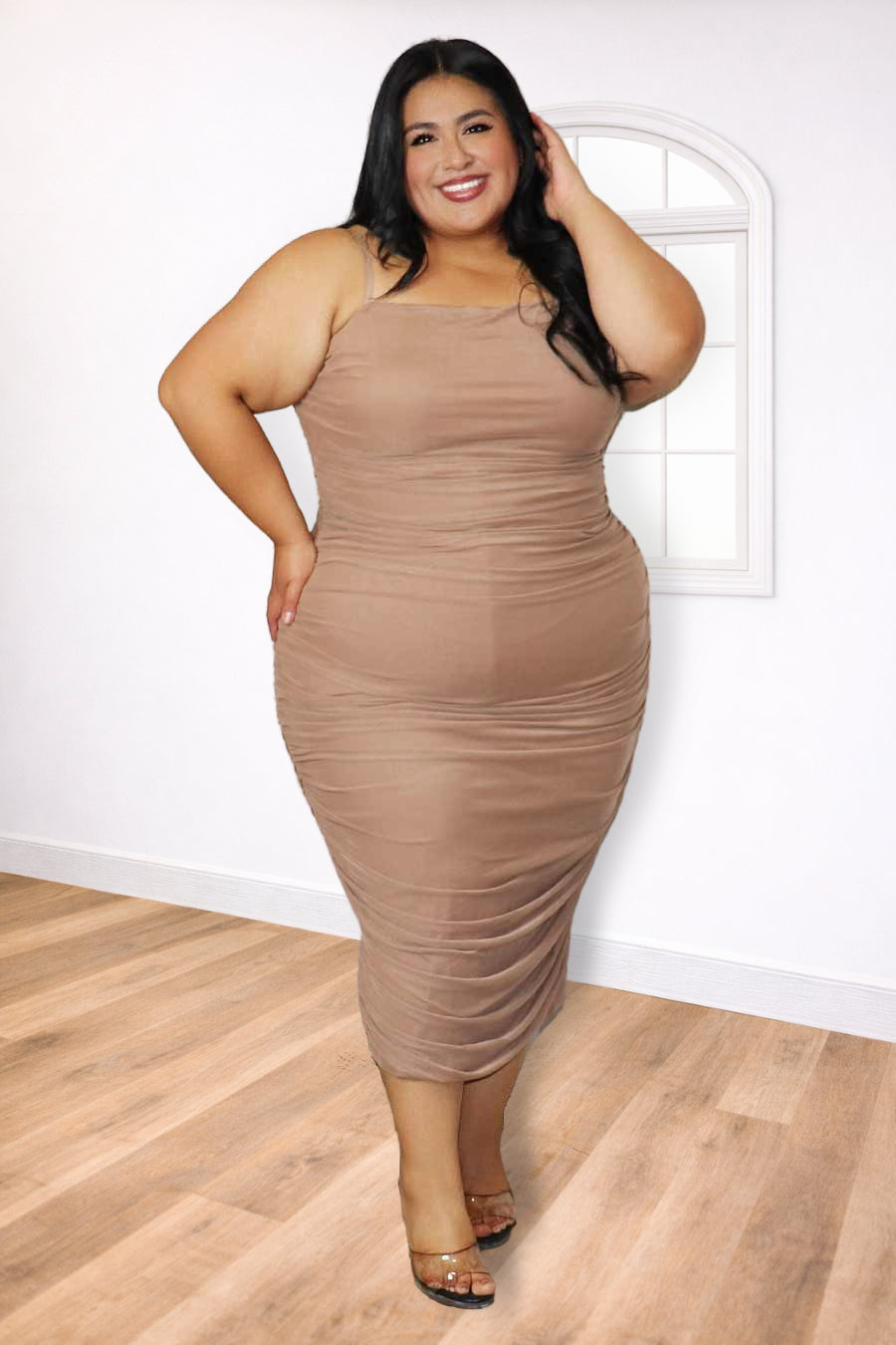 Plus Size Strapless Midi Dress – Nude Grace | Divas Fashion Boutique