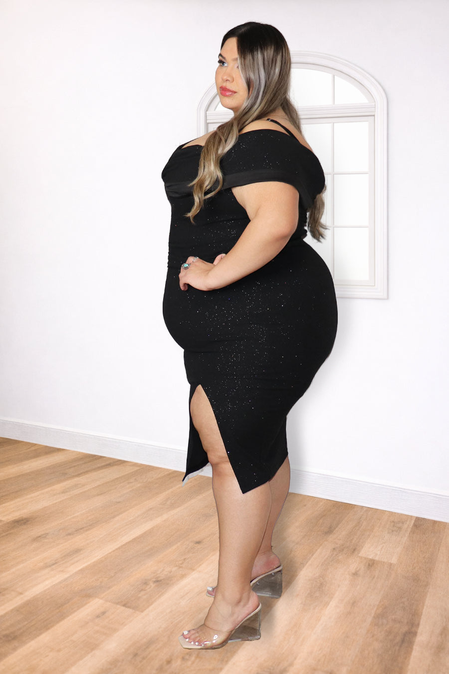 Plus Size Sparkle Midi Dress – Starlight Noir | Divas Fashion Boutique