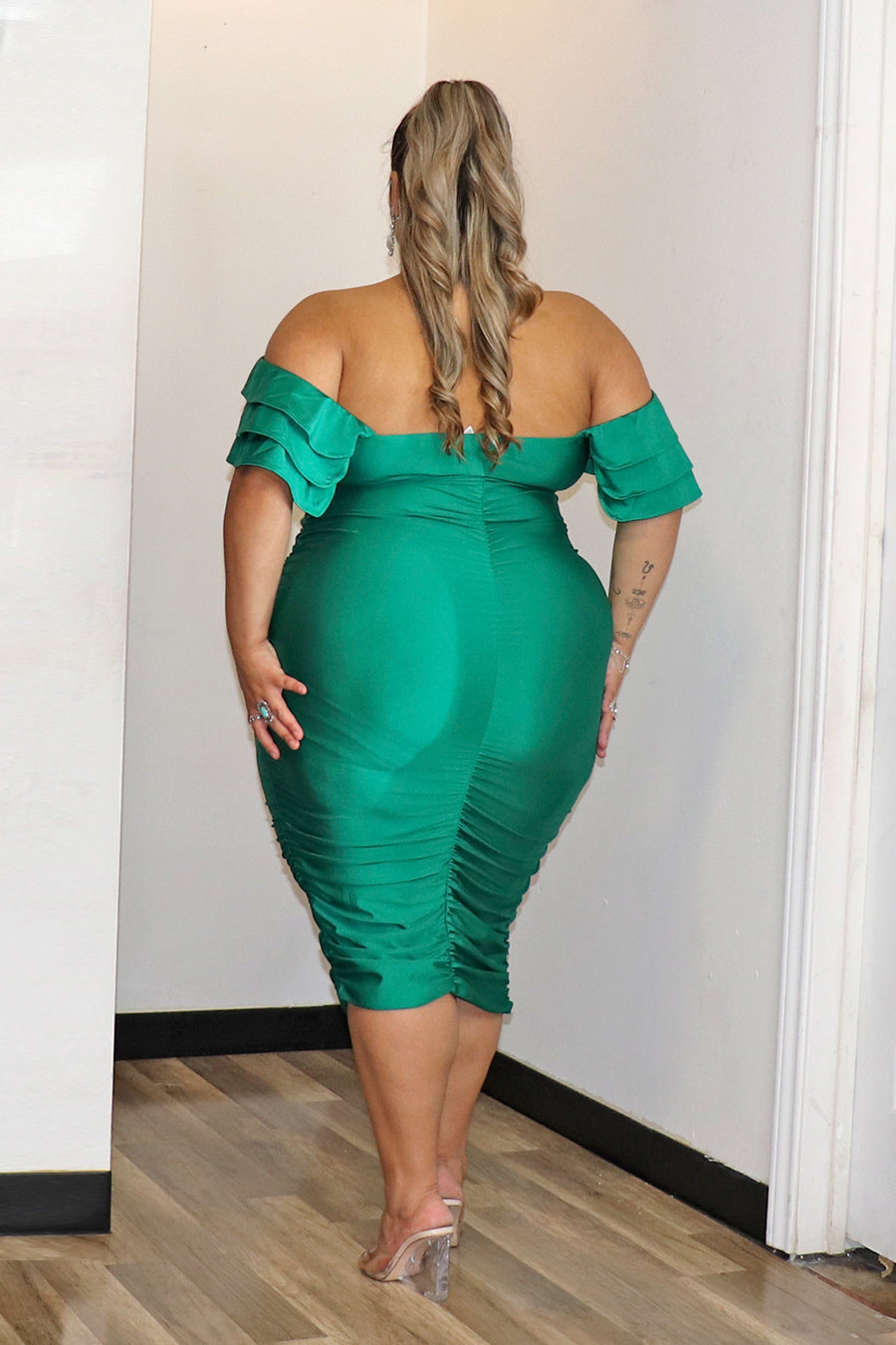 Uma Off Shoulder Midi Dress Divas Plus